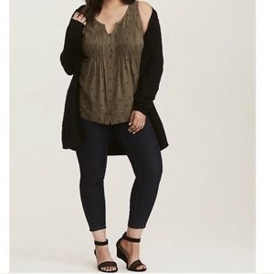 Torrid Women's Olive Owl Sleeveless Pleated Tank